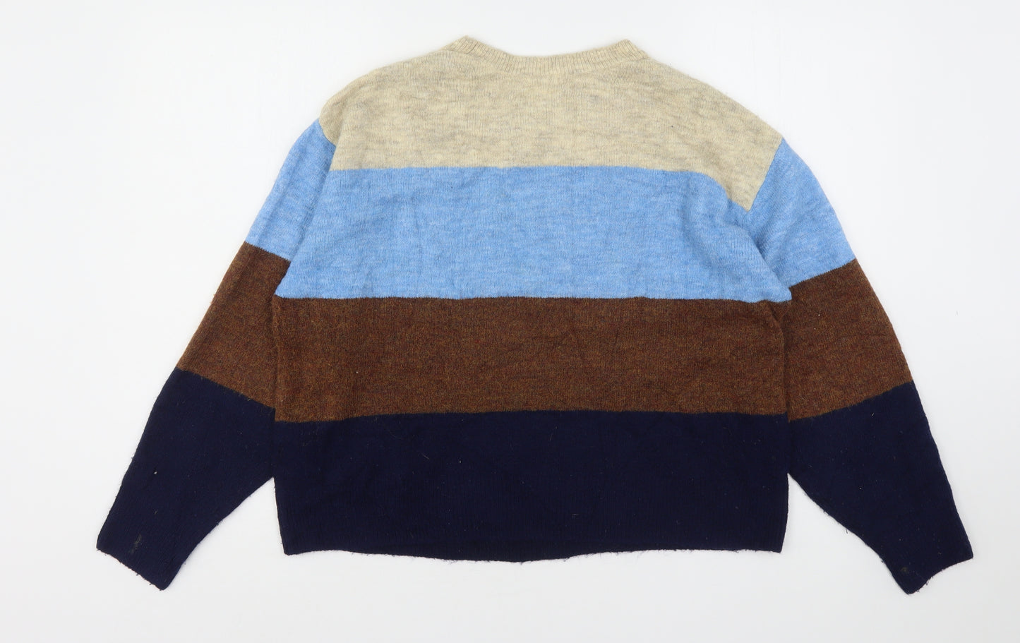 H&M Womens Multicoloured Round Neck Striped Acrylic Pullover Jumper Size XS