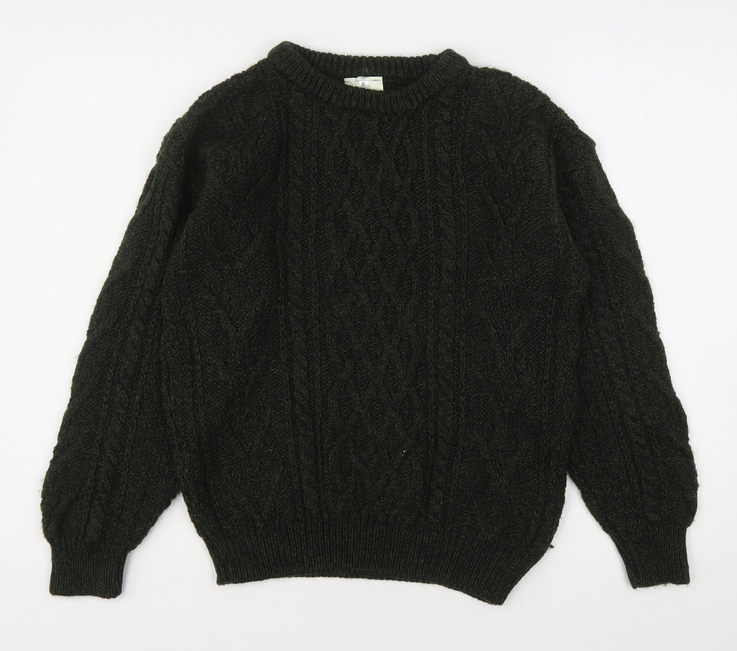 Emerald Design   Mens Green Round Neck  Wool Pullover Jumper Size S