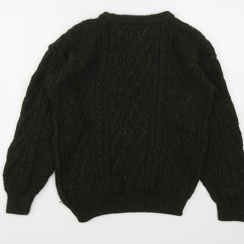 Emerald Design   Mens Green Round Neck  Wool Pullover Jumper Size S