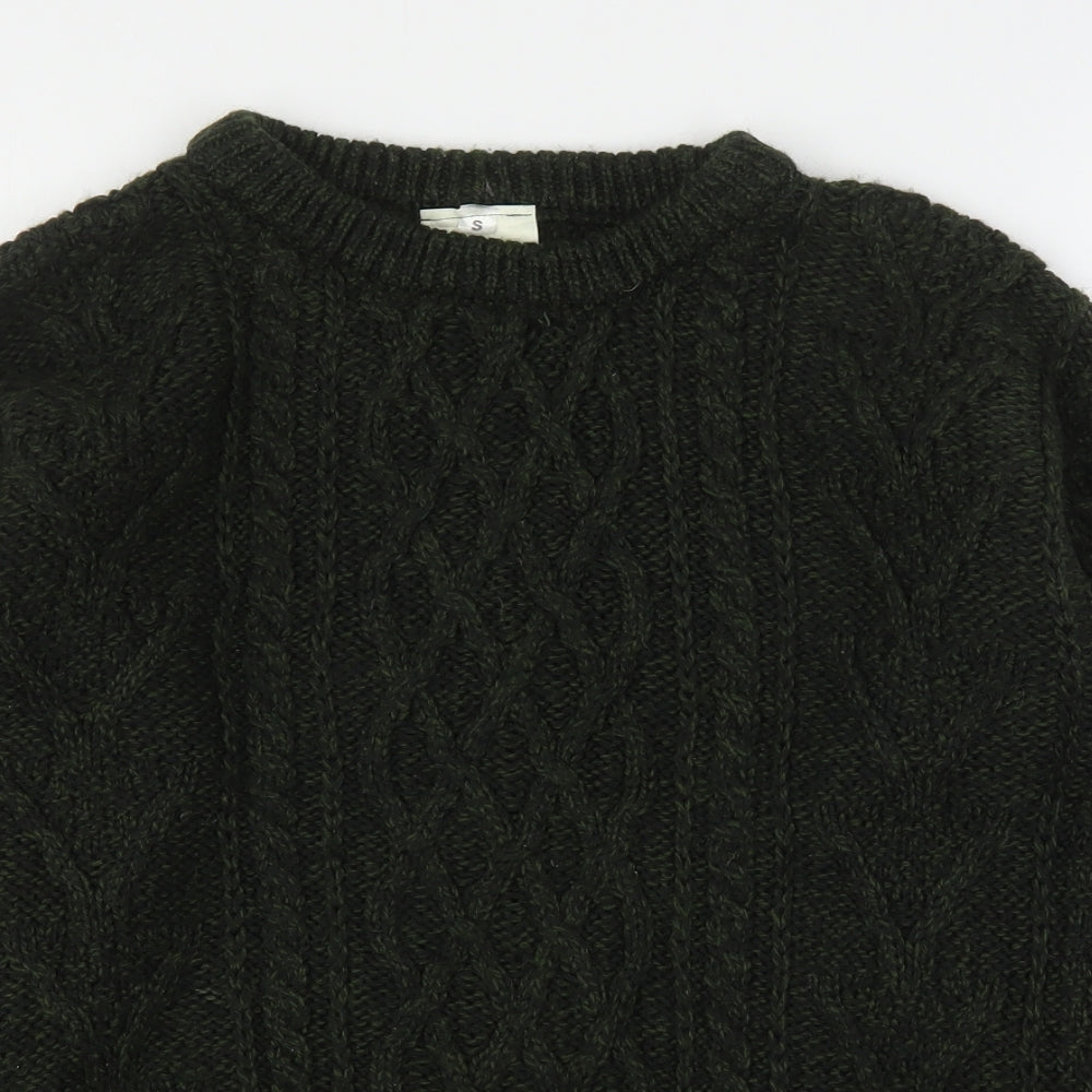 Emerald Design   Mens Green Round Neck  Wool Pullover Jumper Size S