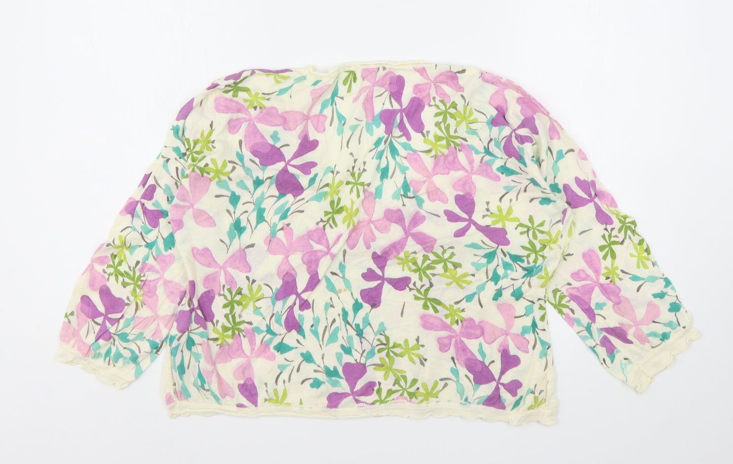 Phase Eight Womens Multicoloured V-Neck Floral Cotton Pullover Jumper Size 14