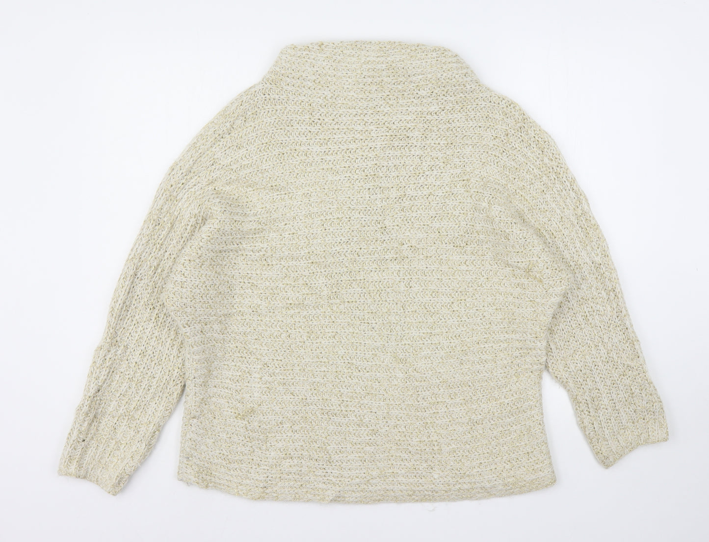 TU Womens Beige High Neck  Acrylic Pullover Jumper Size 16