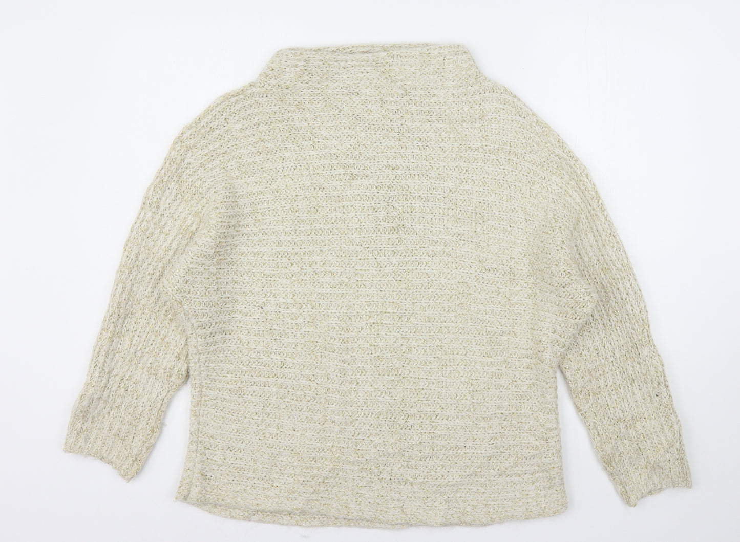 TU Womens Beige High Neck  Acrylic Pullover Jumper Size 16