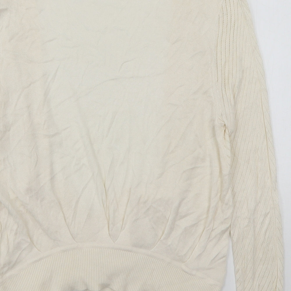 H&M Womens Beige V-Neck  Polyester Cardigan Jumper Size M