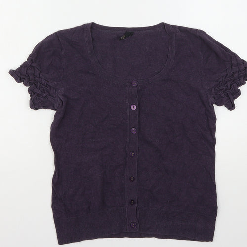 Topshop Womens Purple Round Neck  Cotton Cardigan Jumper Size 14