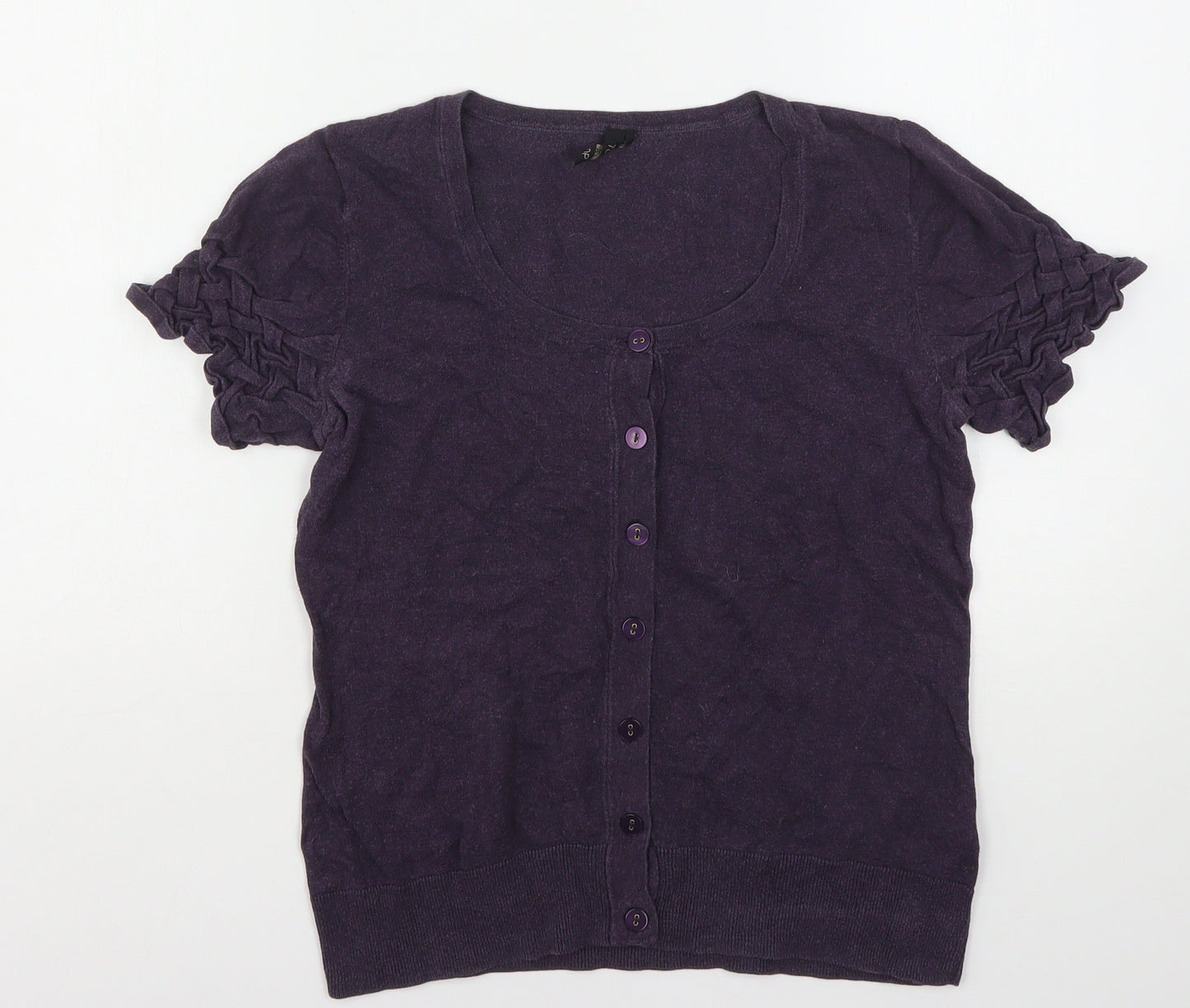 Topshop Womens Purple Round Neck  Cotton Cardigan Jumper Size 14