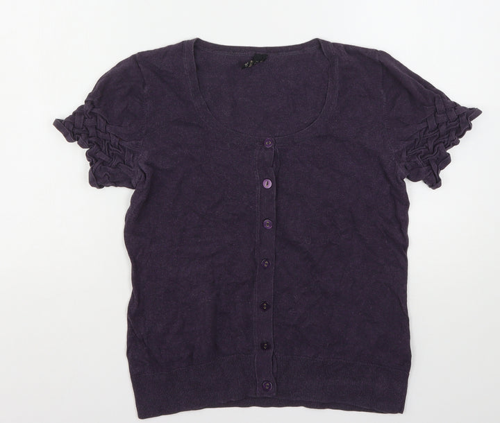 Topshop Womens Purple Round Neck  Cotton Cardigan Jumper Size 14