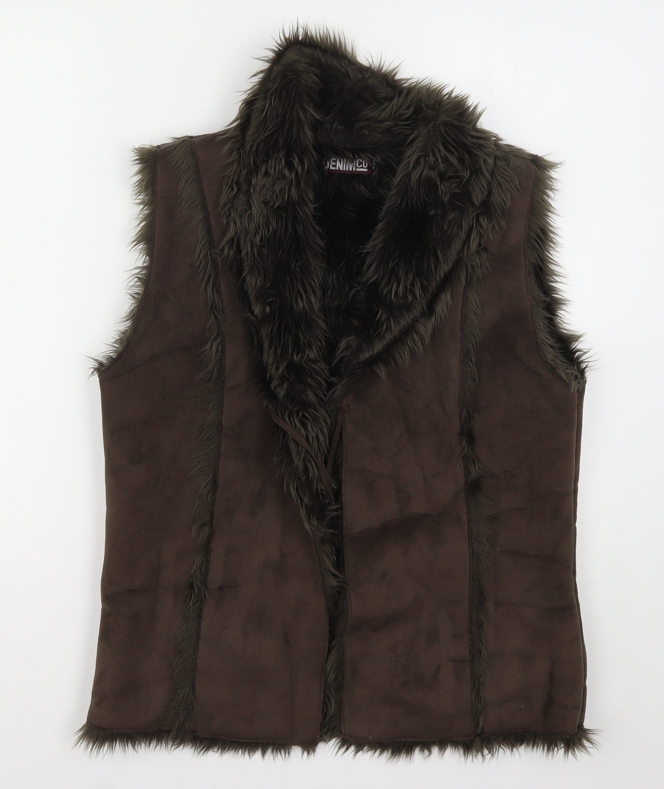 Denim & Co. Womens Brown   Gilet Jacket Size 16  Tie