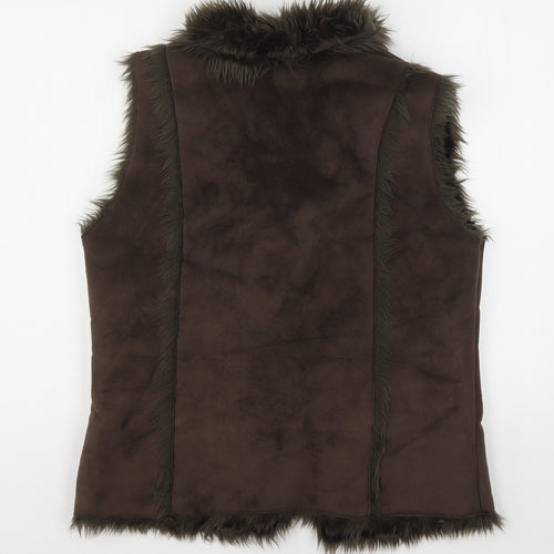 Denim & Co. Womens Brown   Gilet Jacket Size 16  Tie
