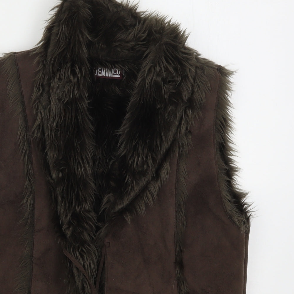 Denim & Co. Womens Brown   Gilet Jacket Size 16  Tie