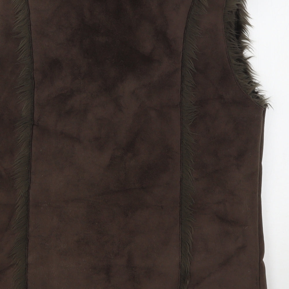 Denim & Co. Womens Brown   Gilet Jacket Size 16  Tie