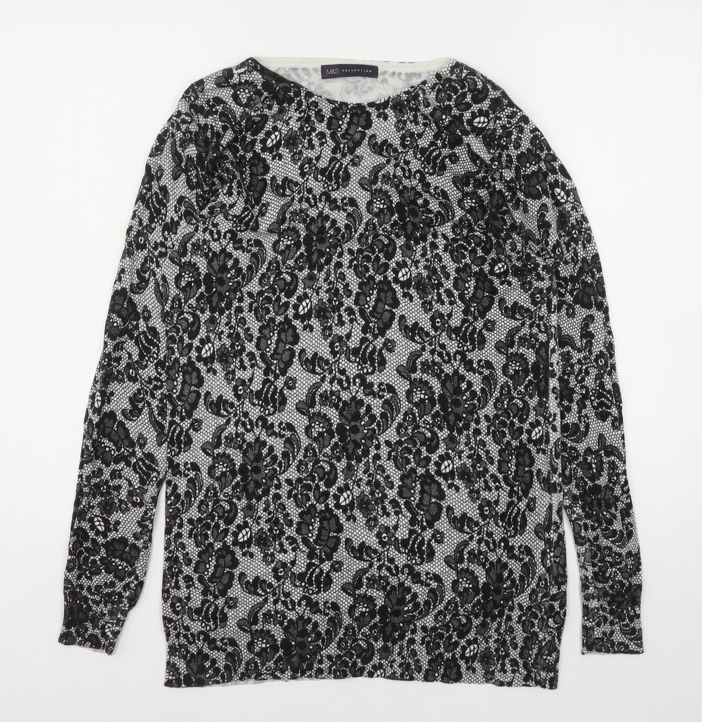 Marks and Spencer Womens Multicoloured Round Neck Floral Viscose Pullover Jumper Size 10