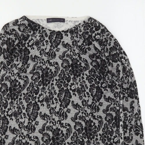 Marks and Spencer Womens Multicoloured Round Neck Floral Viscose Pullover Jumper Size 10