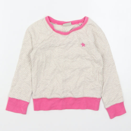 NEXT Girls Multicoloured Polka Dot Cotton Pullover Sweatshirt Size 4-5 Years