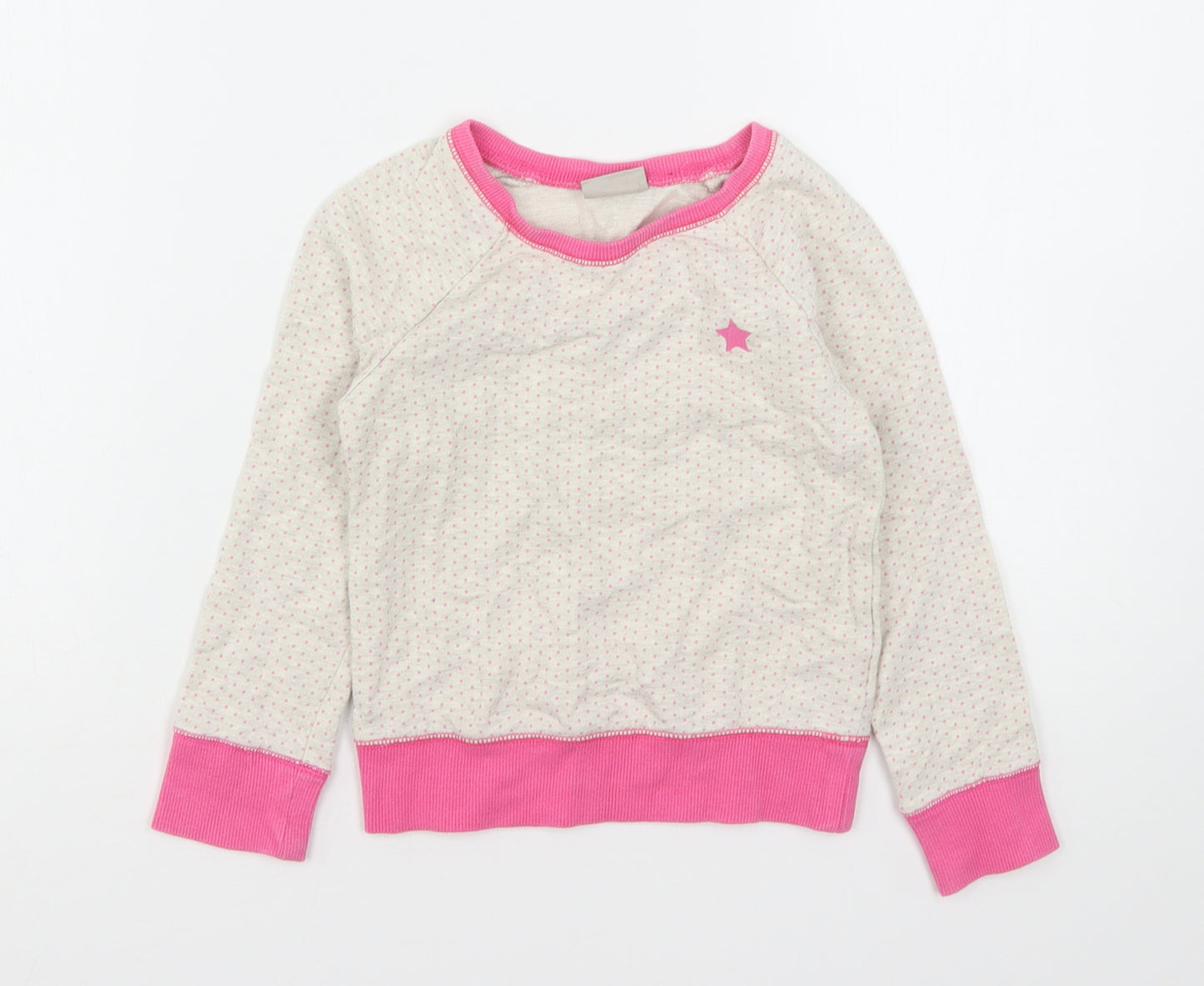 NEXT Girls Multicoloured Polka Dot Cotton Pullover Sweatshirt Size 4-5 Years