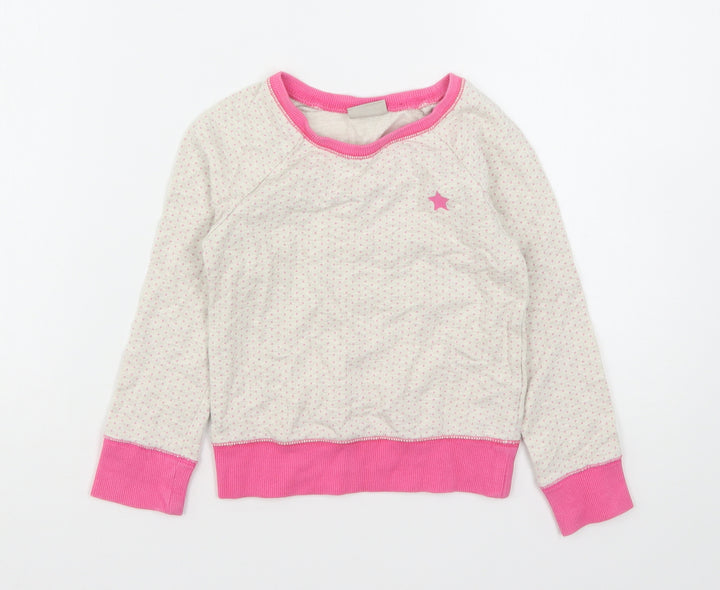 NEXT Girls Multicoloured Polka Dot Cotton Pullover Sweatshirt Size 4-5 Years