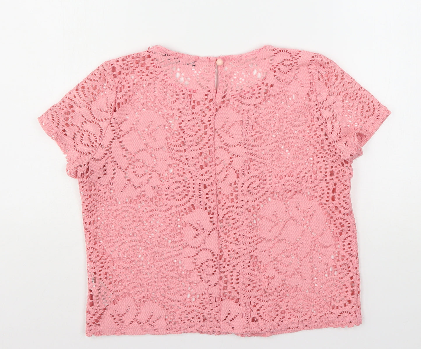 Atmosphere Womens Pink Geometric Polyester Basic T-Shirt Size 10 Round Neck