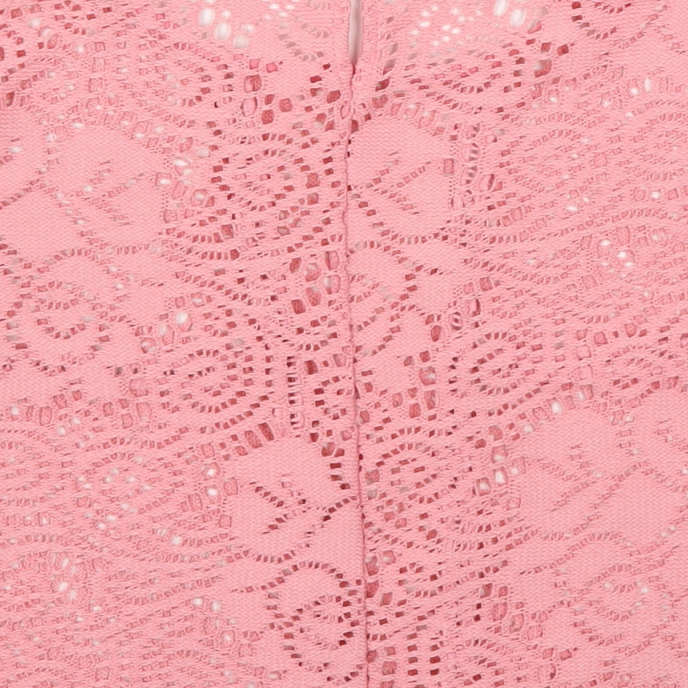 Atmosphere Womens Pink Geometric Polyester Basic T-Shirt Size 10 Round Neck