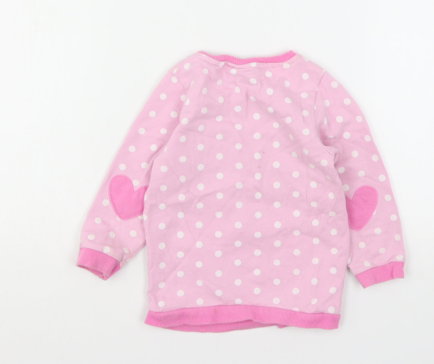 Young Dimension Girls Pink Round Neck Polka Dot Cotton Pullover Jumper Size 2-3 Years   - Minnie Mouse