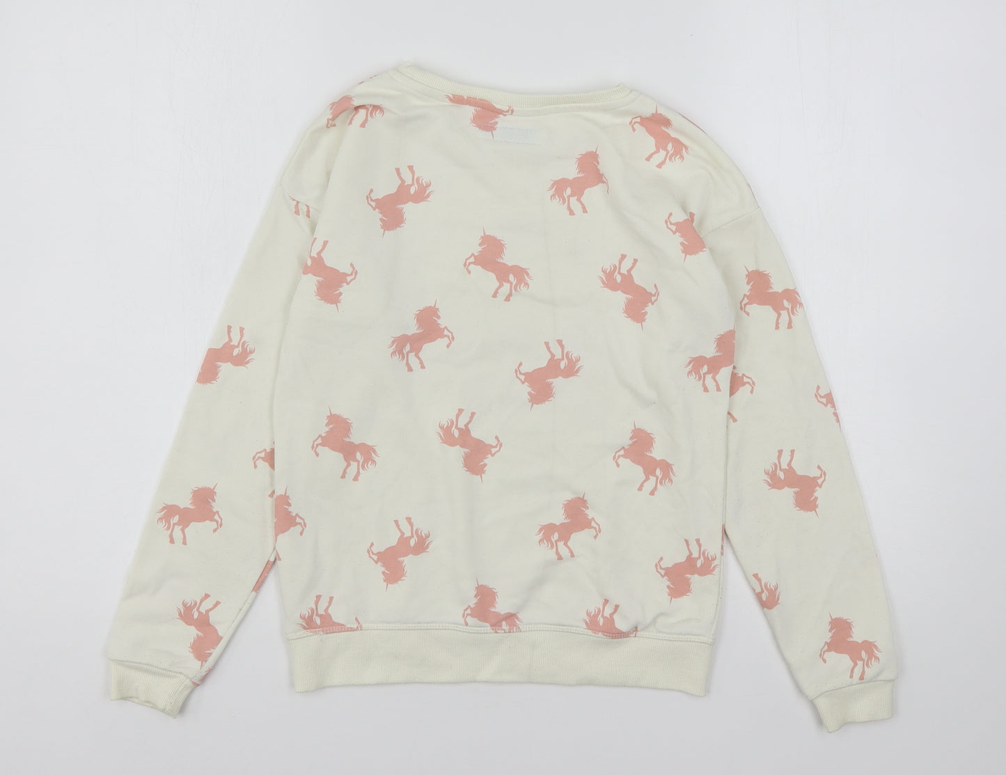 Primark Girls Multicoloured Geometric Cotton Pullover Sweatshirt Size 10-11 Years   - Unicorns
