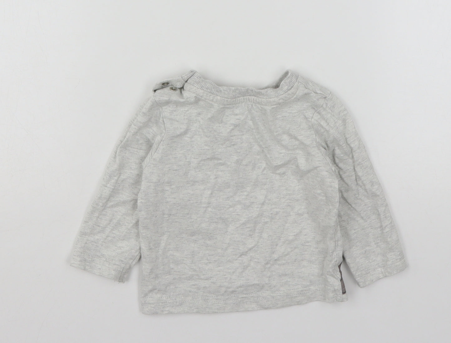 Nutmeg Boys Grey  Cotton Basic T-Shirt Size 6-9 Months Round Neck  - Animal Print