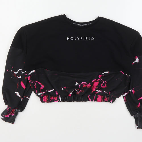 Holyfiled Girls Multicoloured Geometric Polyester Pullover Sweatshirt Size 8-9 Years   - Cropped