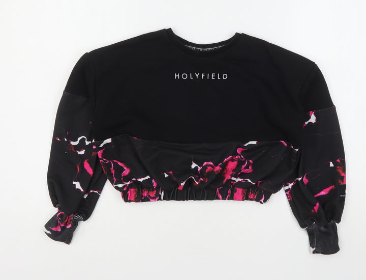Holyfiled Girls Multicoloured Geometric Polyester Pullover Sweatshirt Size 8-9 Years   - Cropped