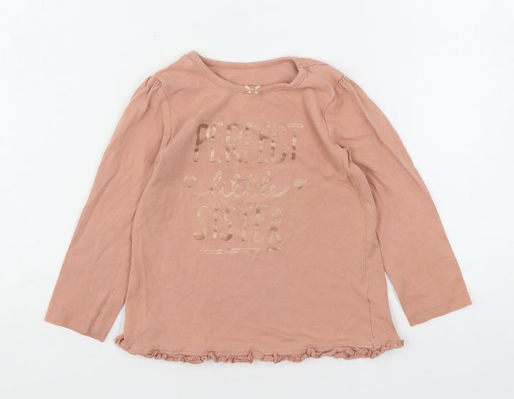 George Girls Pink Cotton Basic T-Shirt Size 18-24 Months Round Neck - Perfect Little Sister