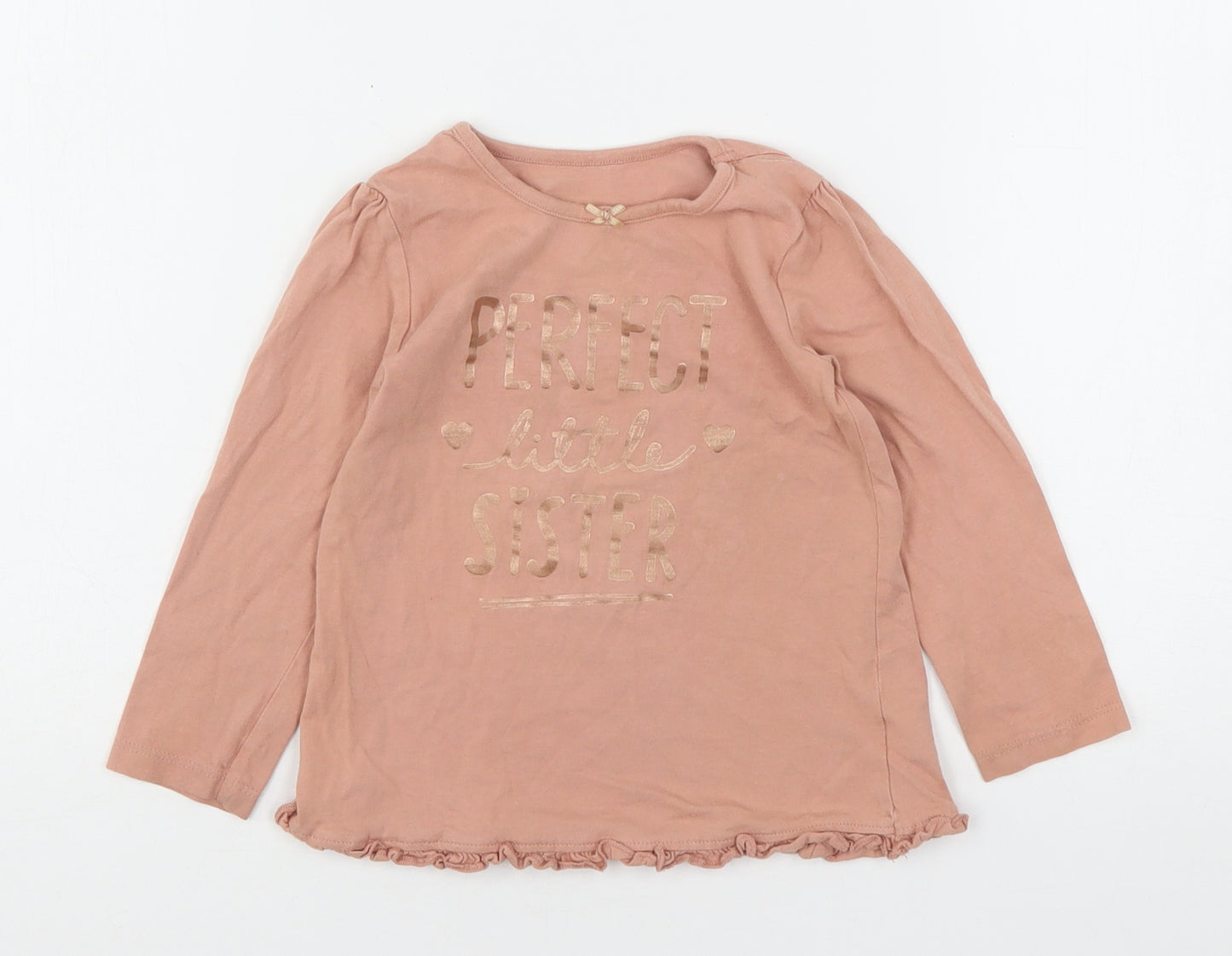 George Girls Pink  Cotton Basic T-Shirt Size 18-24 Months Round Neck  - Perfect Little Sister