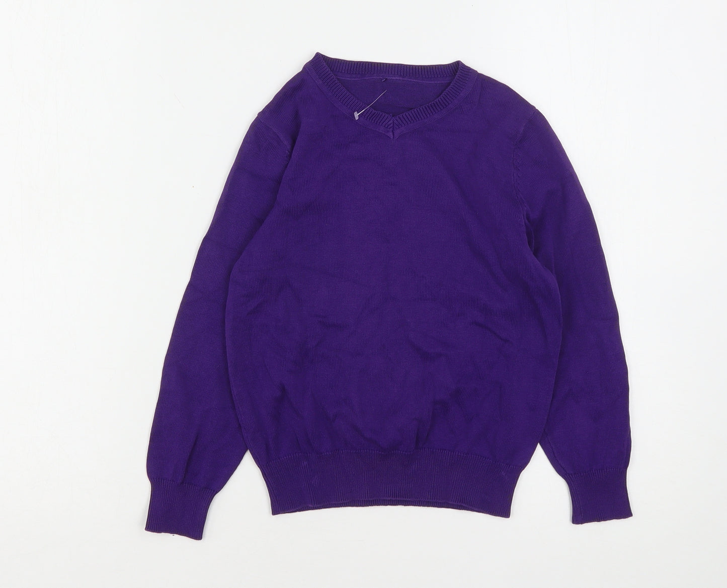 George Boys Purple V-Neck  Cotton Pullover Jumper Size 5-6 Years