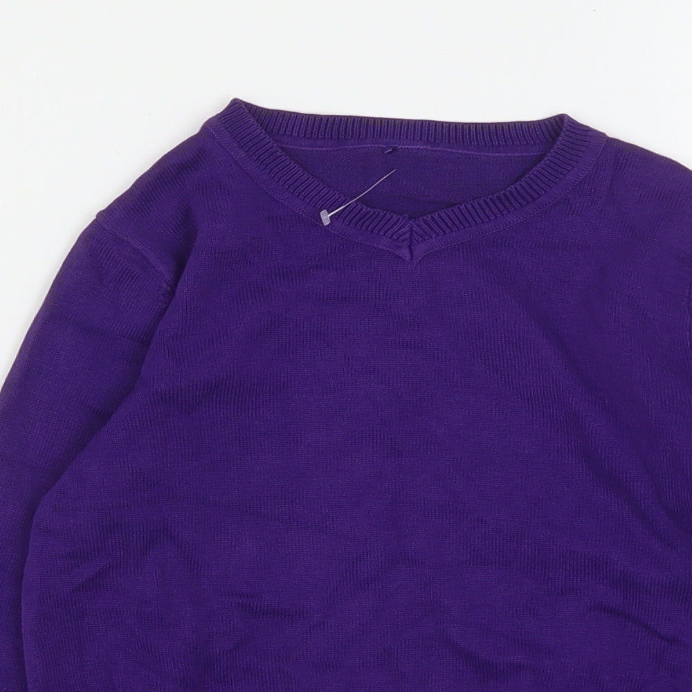 George Boys Purple V-Neck  Cotton Pullover Jumper Size 5-6 Years