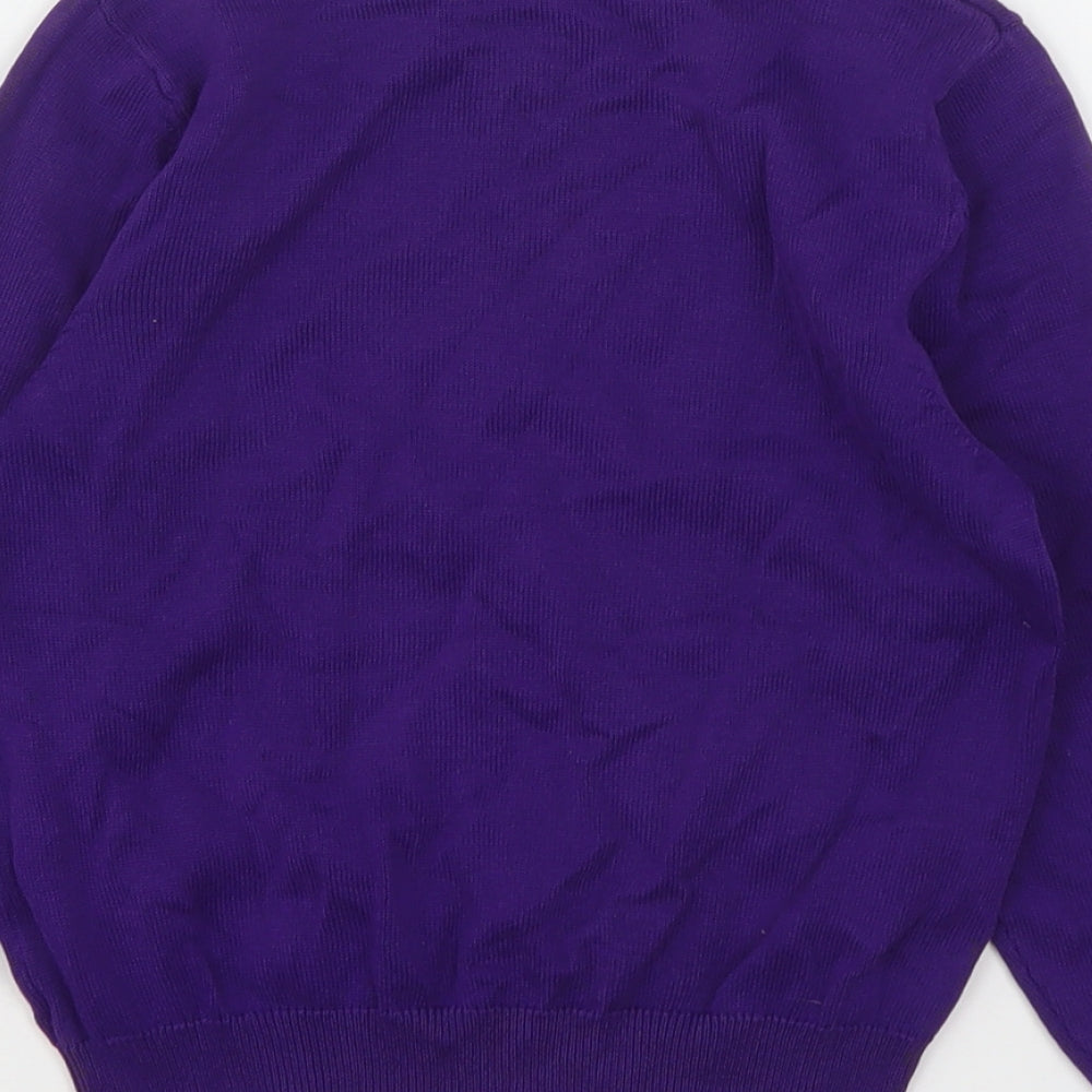 George Boys Purple V-Neck  Cotton Pullover Jumper Size 5-6 Years