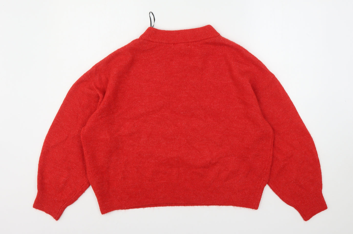H&M Womens Red Round Neck  Acrylic Pullover Jumper Size M   - Christmas
