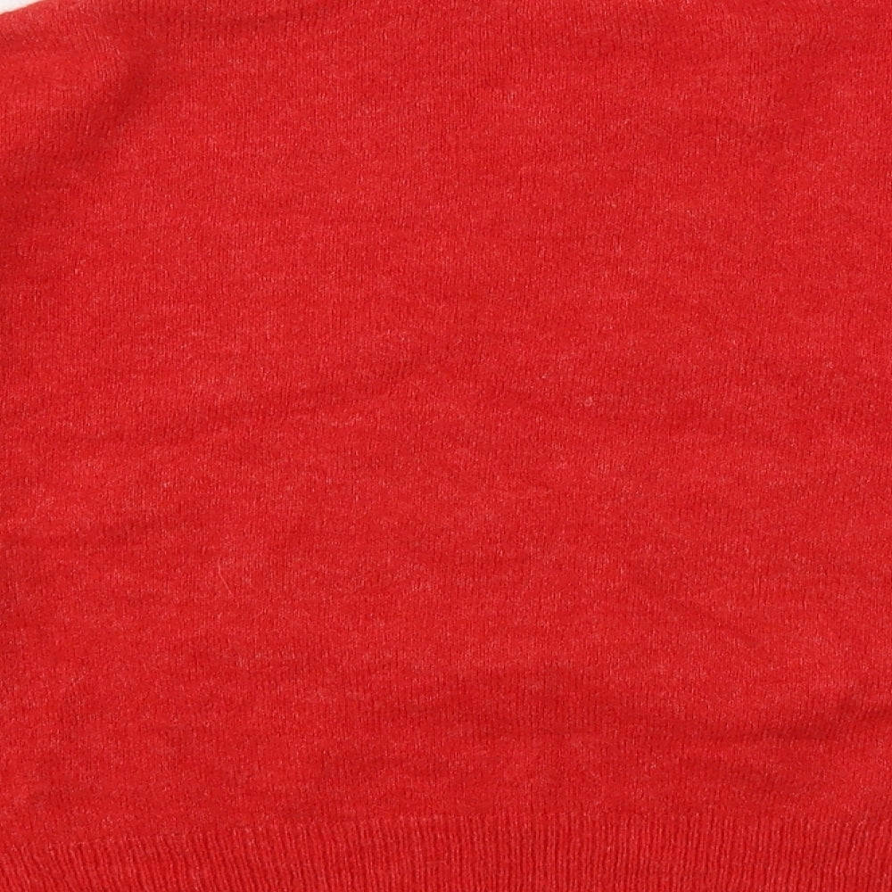 H&M Womens Red Round Neck  Acrylic Pullover Jumper Size M   - Christmas