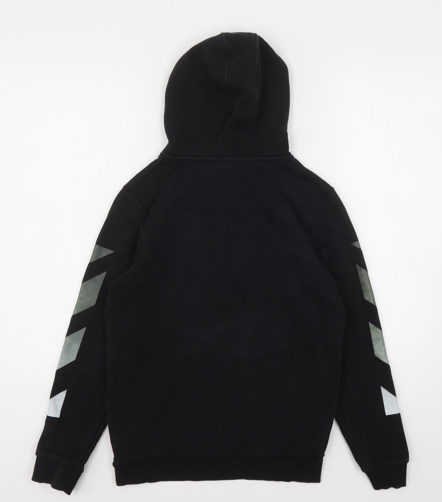 KWD Boys Black Geometric Cotton Pullover Hoodie Size 12-13 Years