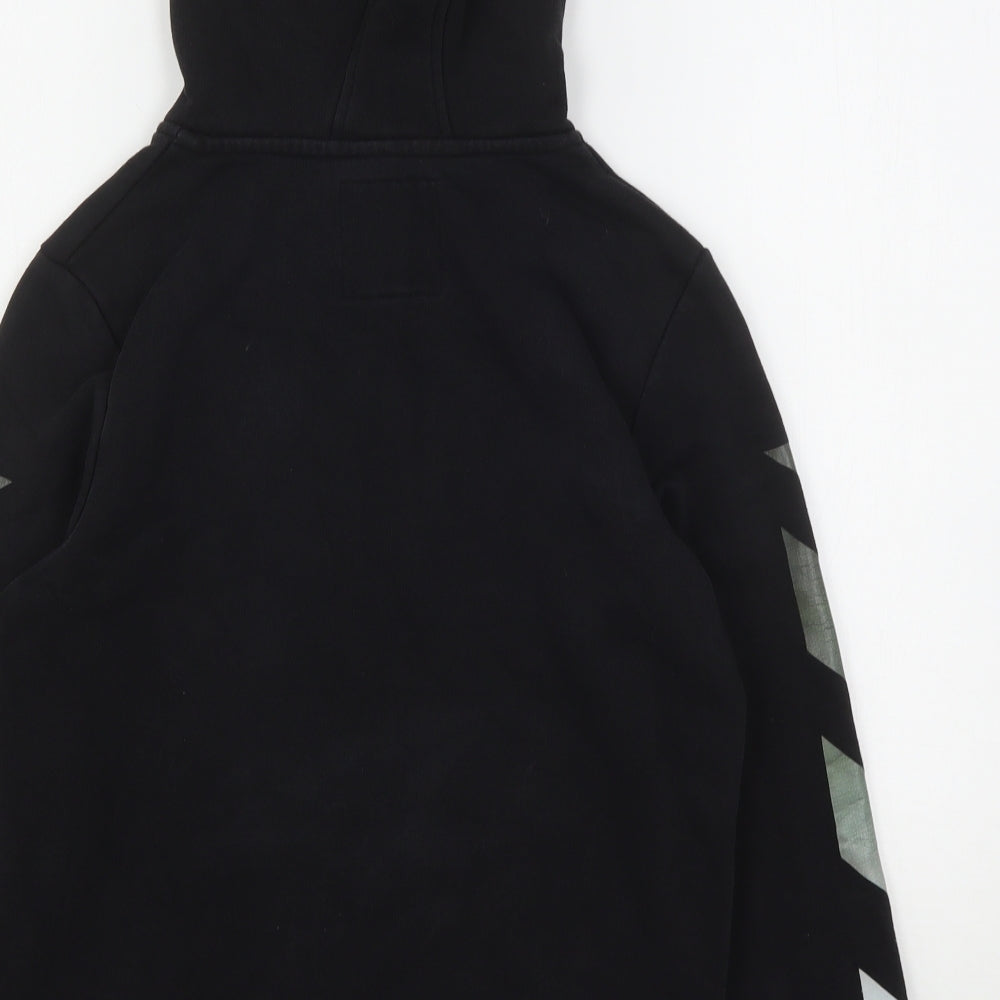 KWD Boys Black Geometric Cotton Pullover Hoodie Size 12-13 Years