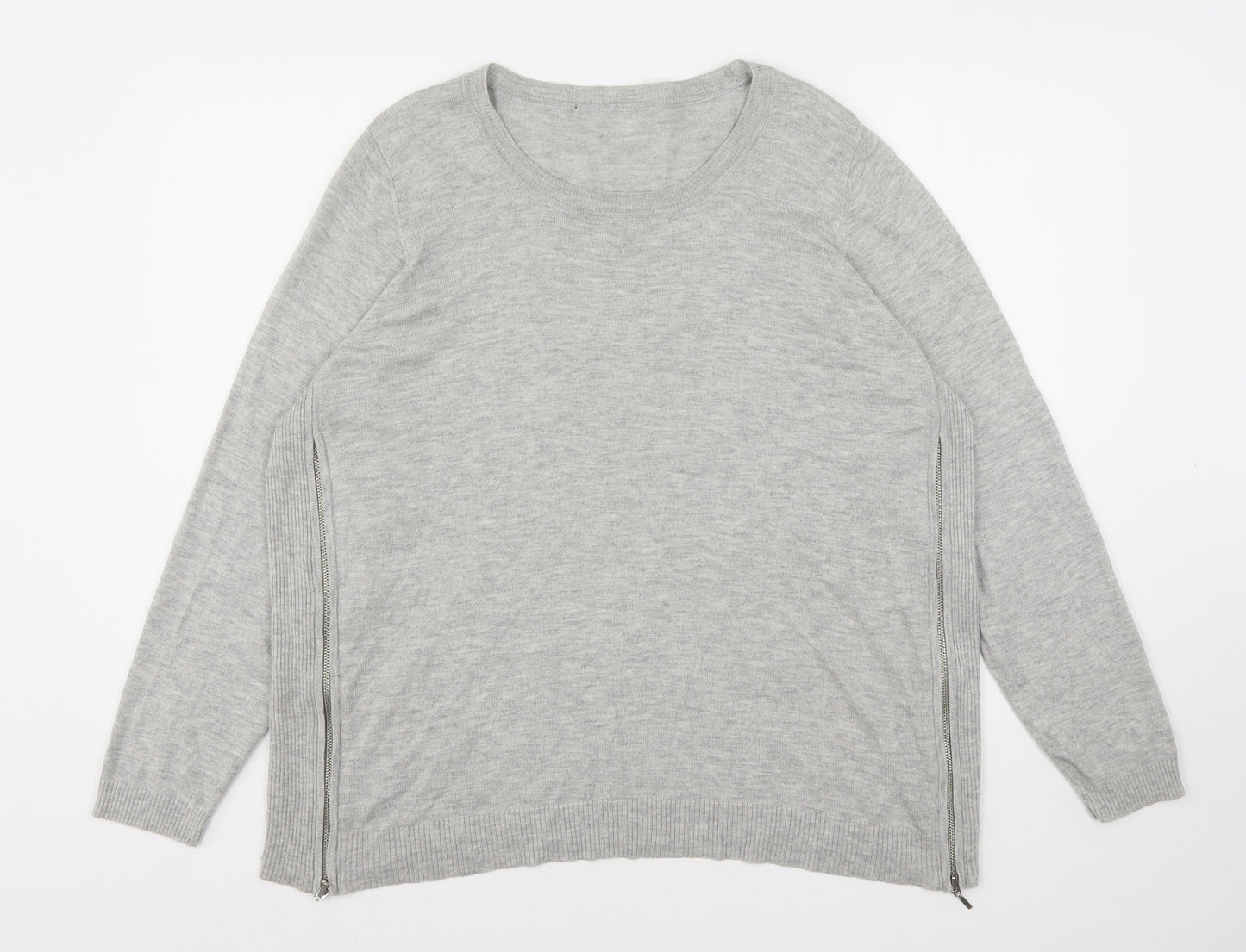 Marks and Spencer Womens Grey Round Neck  Wool Pullover Jumper Size 22