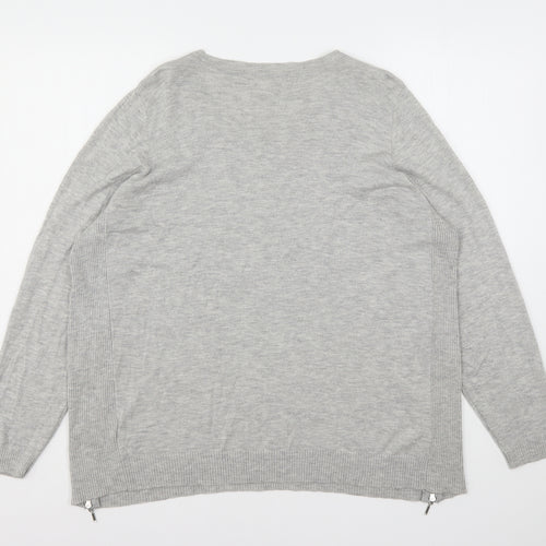 Marks and Spencer Womens Grey Round Neck  Wool Pullover Jumper Size 22