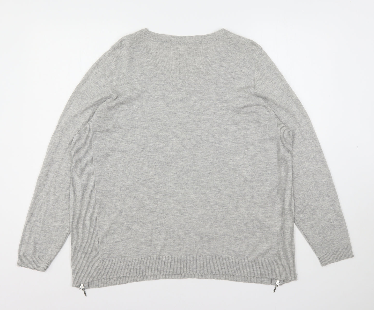 Marks and Spencer Womens Grey Round Neck  Wool Pullover Jumper Size 22