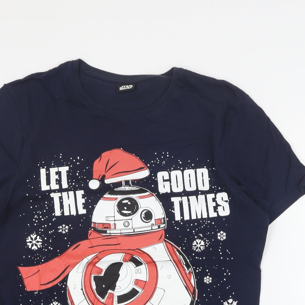 Lucas Film Mens Blue  Cotton  T-Shirt Size S Crew Neck  - Star Wars