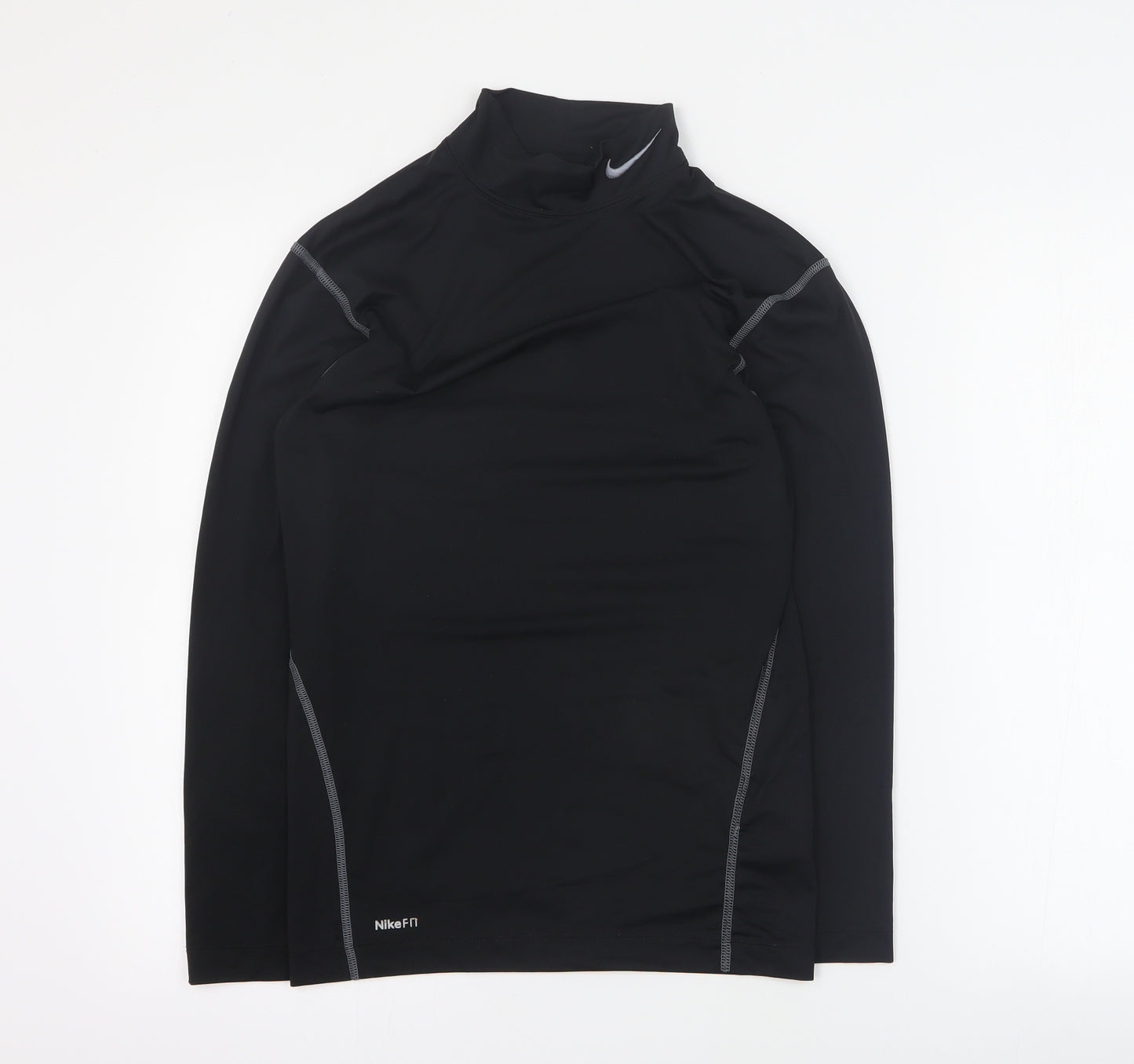 Nike Mens Black  Polyester Basic T-Shirt Size M High Neck Pullover