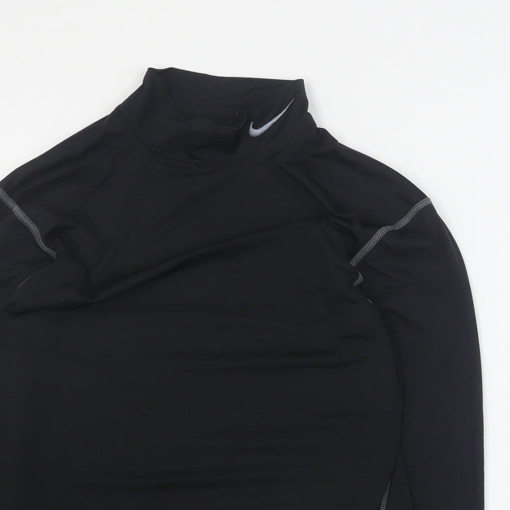 Nike Mens Black  Polyester Basic T-Shirt Size M High Neck Pullover