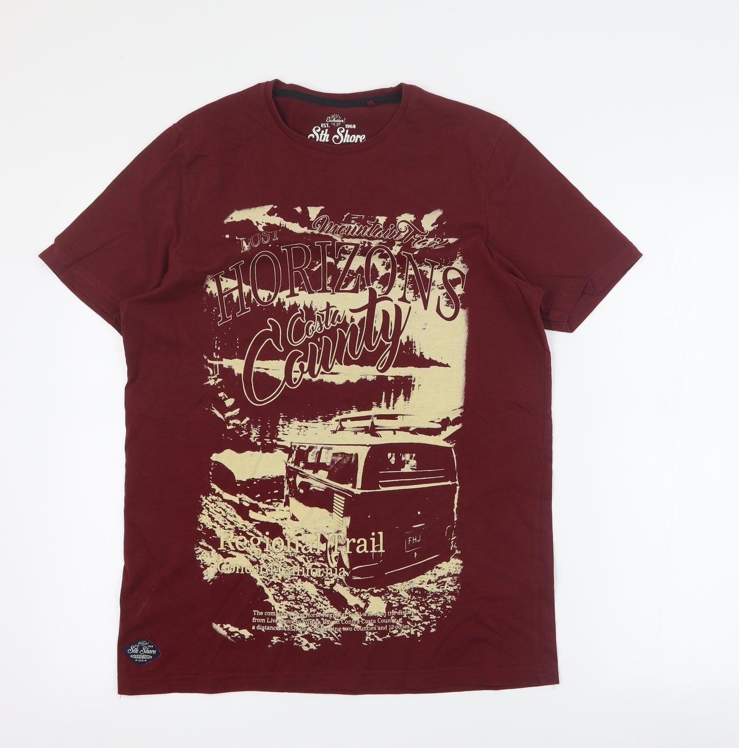 5th Shore Mens Red  Cotton  T-Shirt Size S Crew Neck
