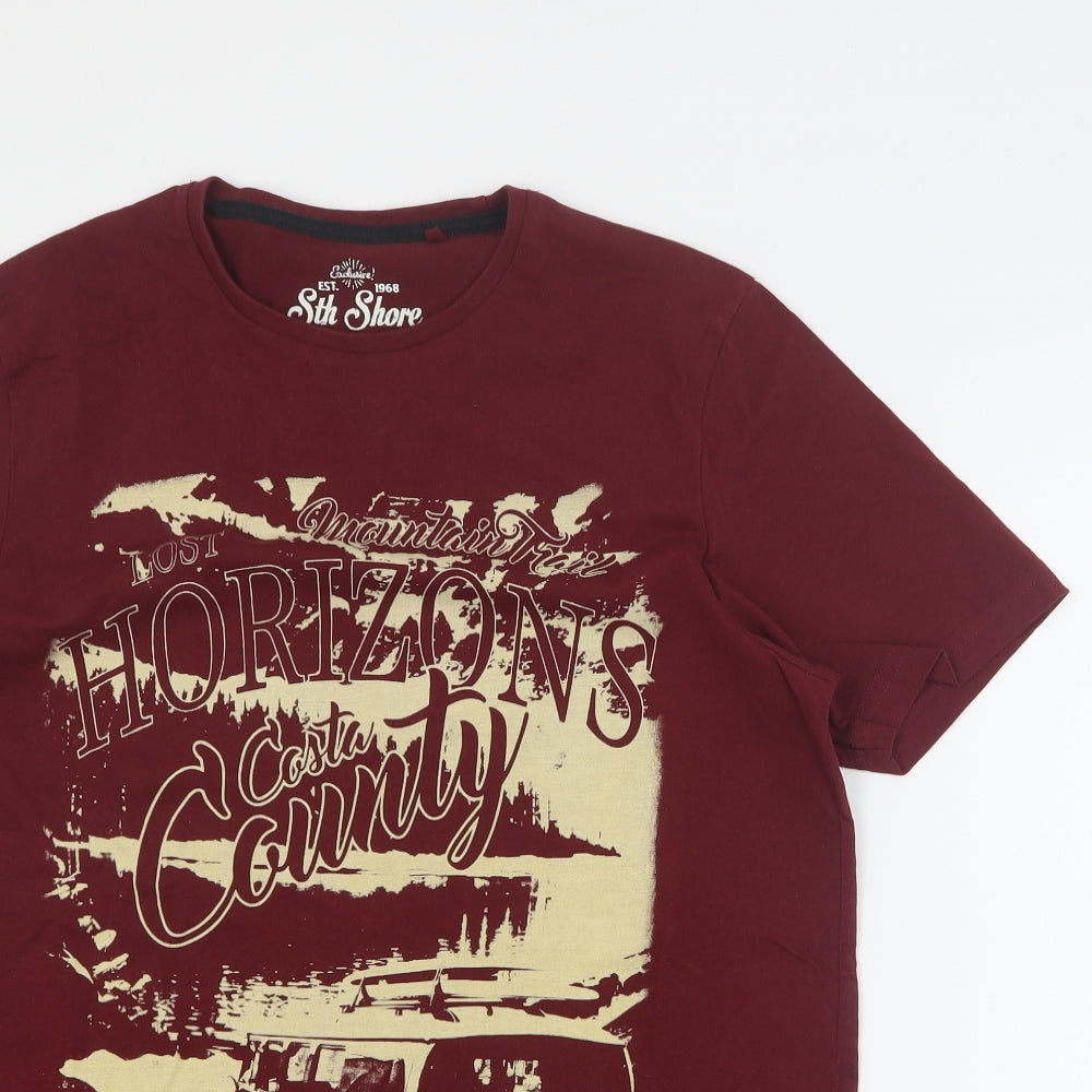 5th Shore Mens Red  Cotton  T-Shirt Size S Crew Neck
