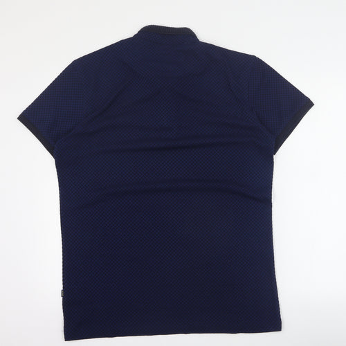 XV Kings Mens Blue Check Polyester  Polo Size XL Collared Button
