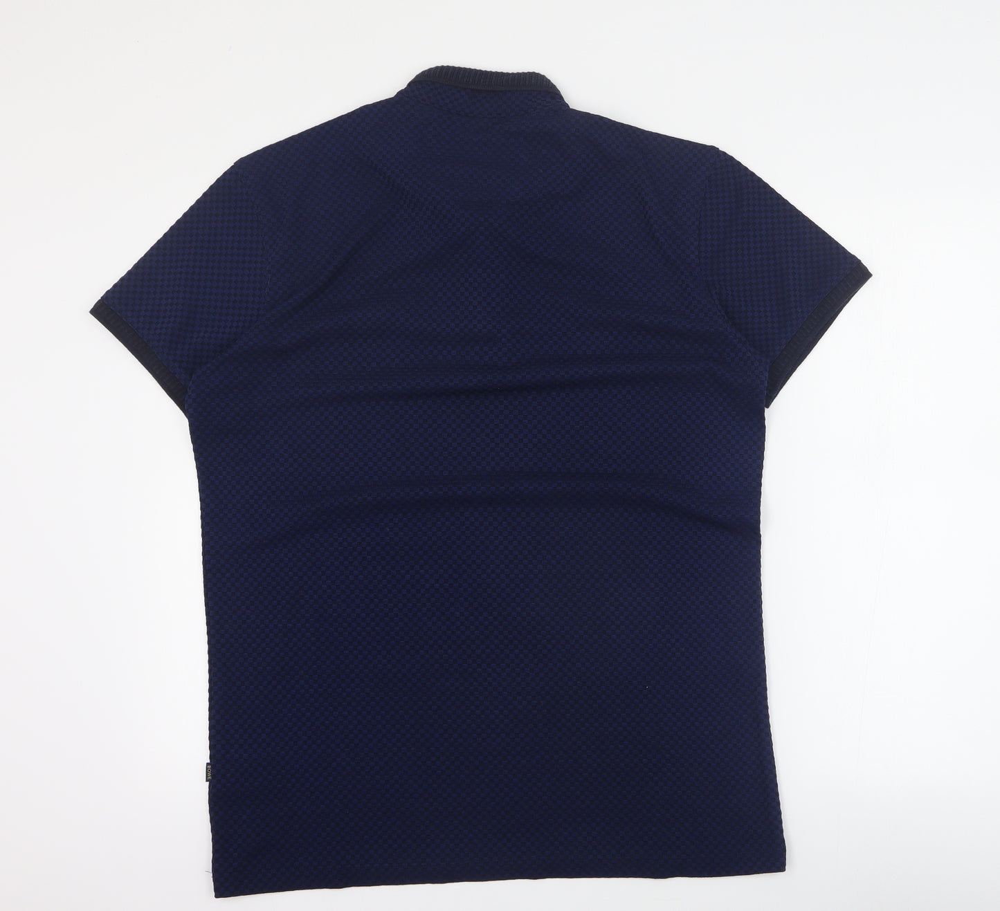 XV Kings Mens Blue Check Polyester  Polo Size XL Collared Button