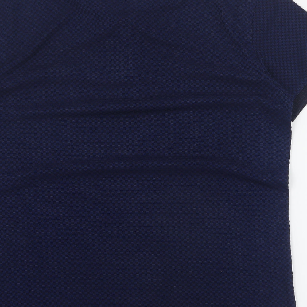 XV Kings Mens Blue Check Polyester  Polo Size XL Collared Button