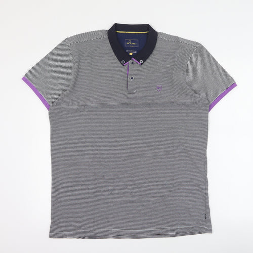 XV Kings Mens Black Striped Cotton  Polo Size XL Collared Button