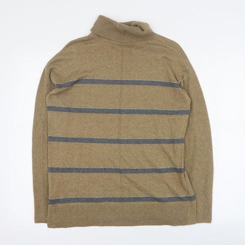 NEXT Womens Brown Roll Neck Striped Cotton Pullover Jumper Size 10