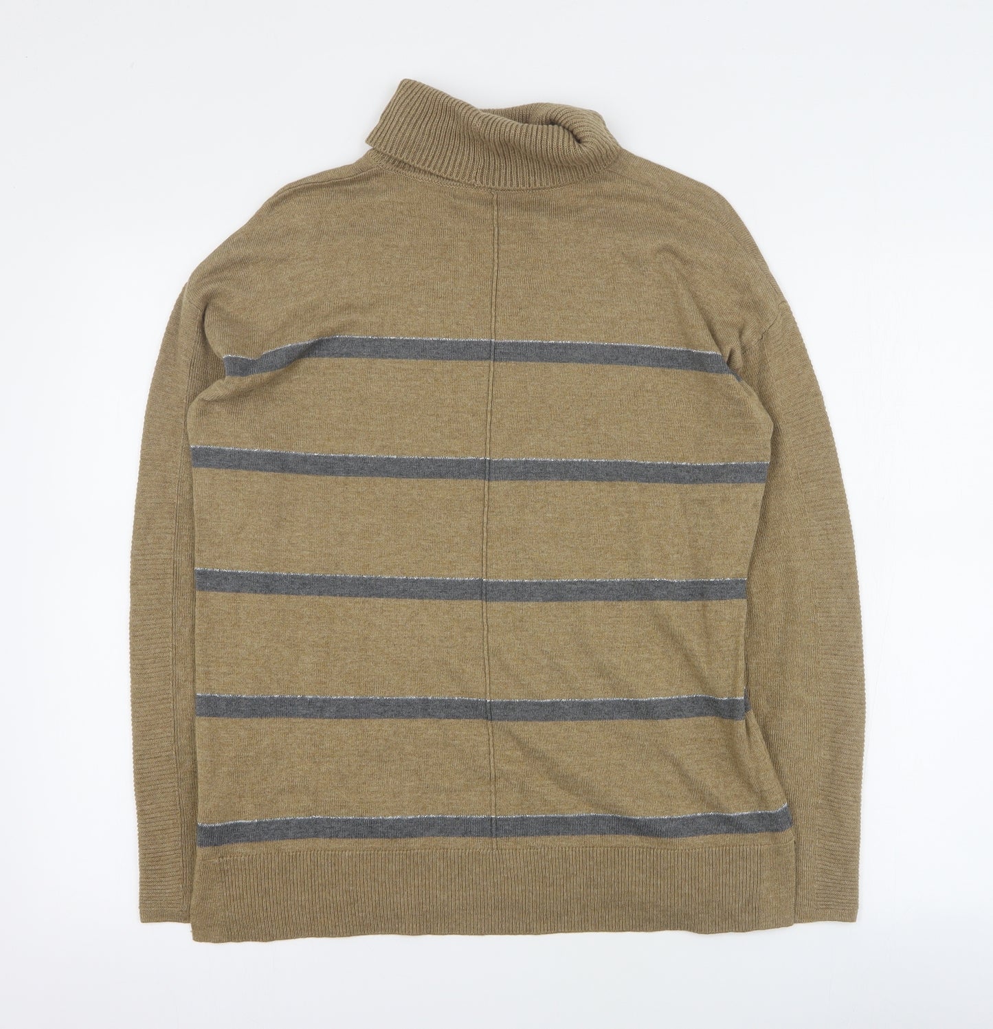 NEXT Womens Brown Roll Neck Striped Cotton Pullover Jumper Size 10